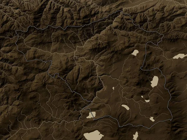 Samtskhe Javakheti Gürcistan Bölgesi Yükseklik Haritası Sepya Tonlarında Göller Nehirlerle — Stok fotoğraf