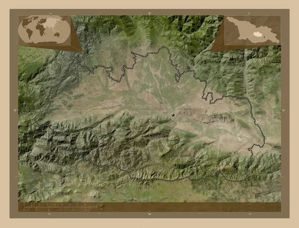 Shida Kartli Περιφέρεια Γεωργίας Δορυφορικός Χάρτης Χαμηλής Ανάλυσης Γωνιακοί Χάρτες — Φωτογραφία Αρχείου