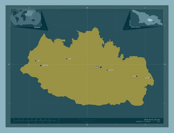 Shida Kartli Regione Della Georgia Forma Tinta Unita Località Nomi — Foto Stock