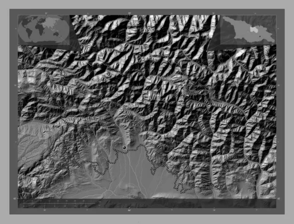 Osetia Del Sur Ciudad Independiente Georgia Mapa Elevación Bilevel Con — Foto de Stock