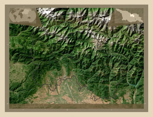Zuid Ossetië Onafhankelijke Stad Georgië Satellietkaart Met Hoge Resolutie Locaties — Stockfoto