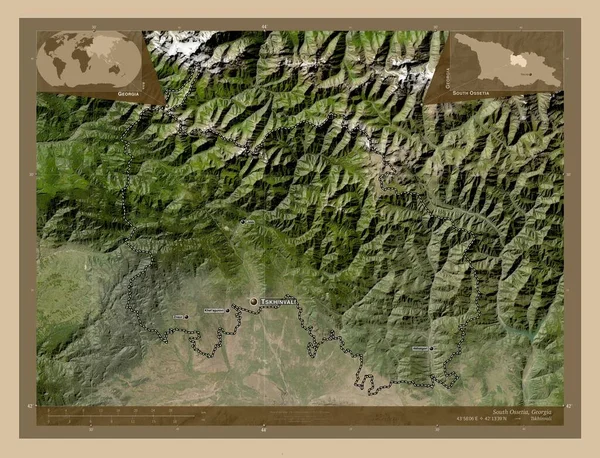 Ossétia Sul Cidade Independente Geórgia Mapa Satélite Baixa Resolução Locais — Fotografia de Stock