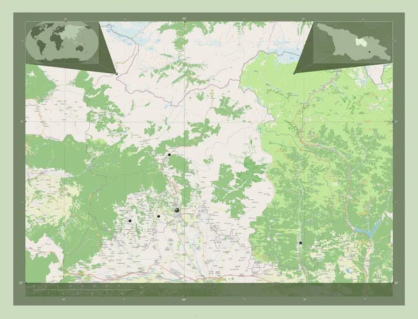 Ossétia Sul Cidade Independente Geórgia Abrir Mapa Rua Locais Das — Fotografia de Stock