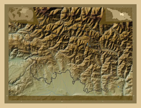 Южная Осетия Независимый Город Грузия Цветная Карта Высоты Озерами Реками — стоковое фото