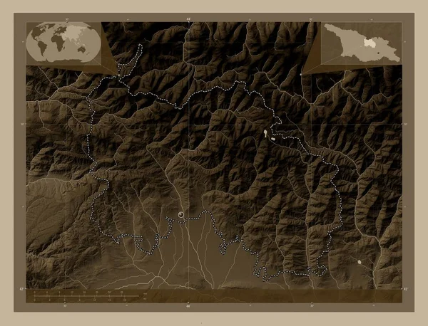 Ossezia Del Sud Città Indipendente Della Georgia Mappa Elevazione Colorata — Foto Stock