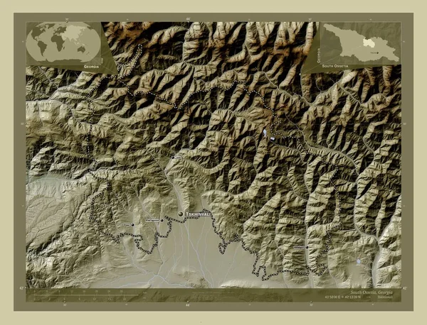 Ossezia Del Sud Città Indipendente Della Georgia Mappa Elevazione Colorata — Foto Stock