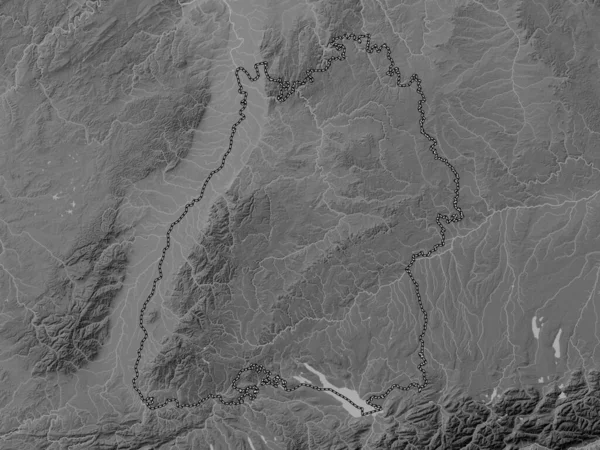 Баден Вюртемберг Штат Германия Карта Высот Оттенках Серого Озерами Реками — стоковое фото