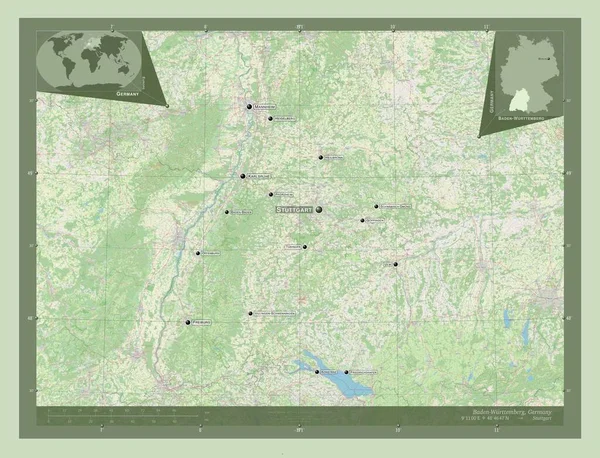 Baden Wurttemberg State Germany Open Street Map Locations Names Major — Stock Photo, Image