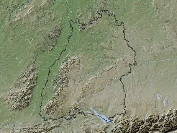 Baden Wurttemberg État Allemagne Carte Altitude Colorée Dans Style Wiki — Photo
