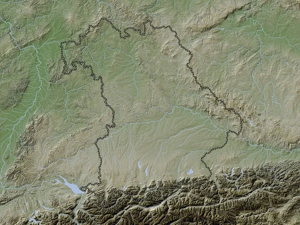 Bayern Regione Germania Mappa Dell Elevazione Colorata Stile Wiki Con — Foto Stock