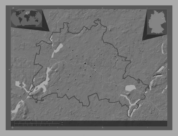 Berlin Stan Niemcy Dwupoziomowa Mapa Jeziorami Rzekami Lokalizacje Dużych Miast — Zdjęcie stockowe
