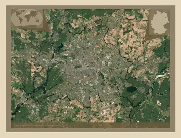 Berlín Stát Německo Satelitní Mapa Vysokým Rozlišením Pomocné Mapy Polohy — Stock fotografie