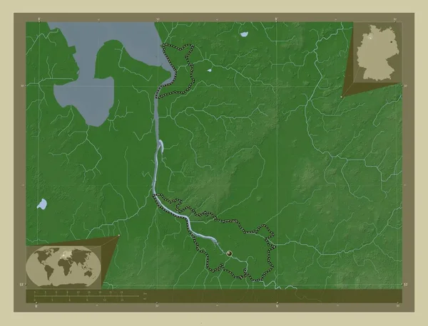 Bremen Stát Německo Zdvihová Mapa Zbarvená Stylu Wiki Jezery Řekami — Stock fotografie