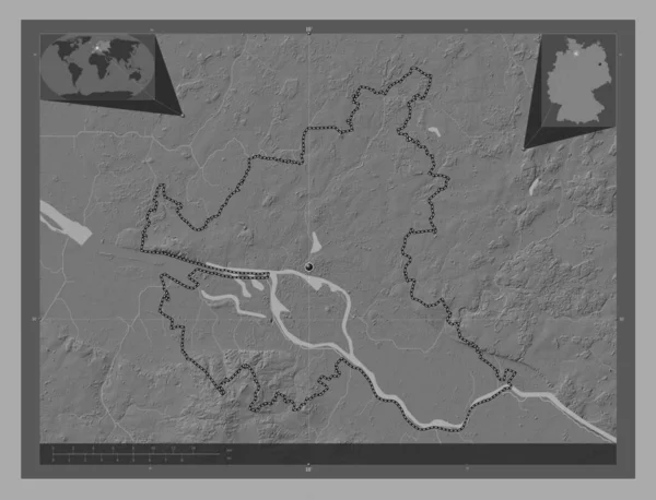 Hamburgo Estado Alemania Mapa Elevación Bilevel Con Lagos Ríos Mapas —  Fotos de Stock