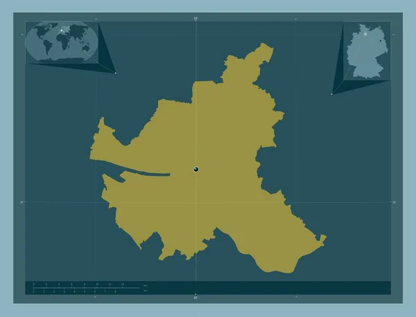 Hamburgo Estado Alemania Forma Color Sólido Mapas Ubicación Auxiliares Esquina —  Fotos de Stock