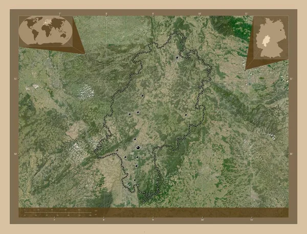 Гессен Штат Німеччина Супутникова Карта Низькою Роздільною Здатністю Розташування Великих — стокове фото