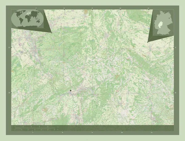 Hessen Estado Alemanha Abrir Mapa Rua Mapa Localização Auxiliar Canto — Fotografia de Stock