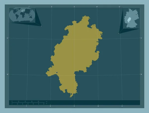 Hessen Estado Alemania Forma Color Sólido Mapas Ubicación Auxiliares Esquina —  Fotos de Stock