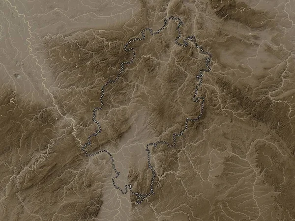 Гессен Штат Германия Карта Высот Окрашенная Сепиевые Тона Озерами Реками — стоковое фото
