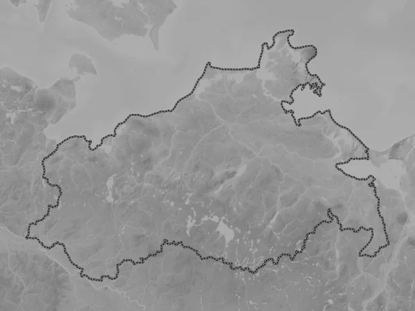 Mecklenburg Vorpommern 带有湖泊和河流的灰度高程图 — 图库照片
