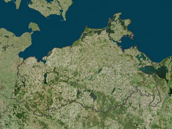 Mecklemburgo Pomerânia Ocidental Estado Alemanha Mapa Satélite Alta Resolução — Fotografia de Stock