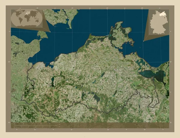 Meklenbursko Přední Pomořan Stát Německo Satelitní Mapa Vysokým Rozlišením Pomocné — Stock fotografie
