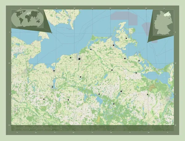 Мекленбург Форпоммерн Німеччина Відкрита Карта Вулиць Розташування Великих Міст Регіону — стокове фото