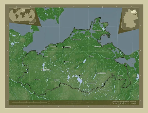 Meklemburgia Pomorze Przednie Stan Niemcy Mapa Wzniesień Kolorowa Stylu Wiki — Zdjęcie stockowe