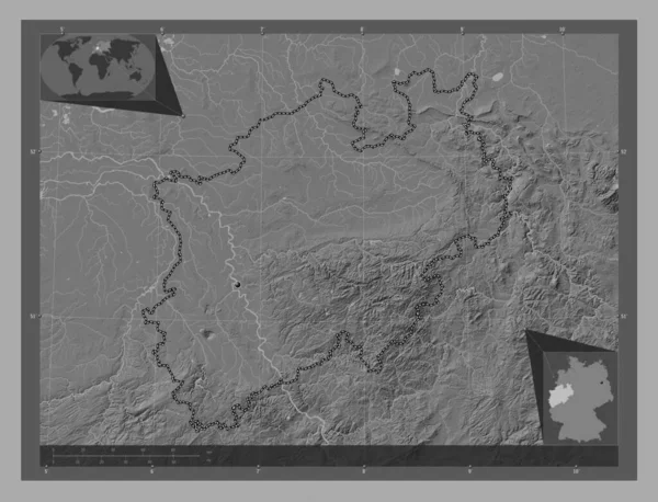 Nordrhein Westfalen Stát Německo Mapa Nadmořské Výšky Jezery Řekami Pomocné — Stock fotografie