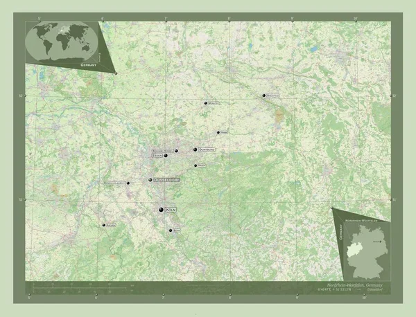 Нордрейн Вестфален Штат Германия Карта Улиц Места Названия Крупных Городов — стоковое фото