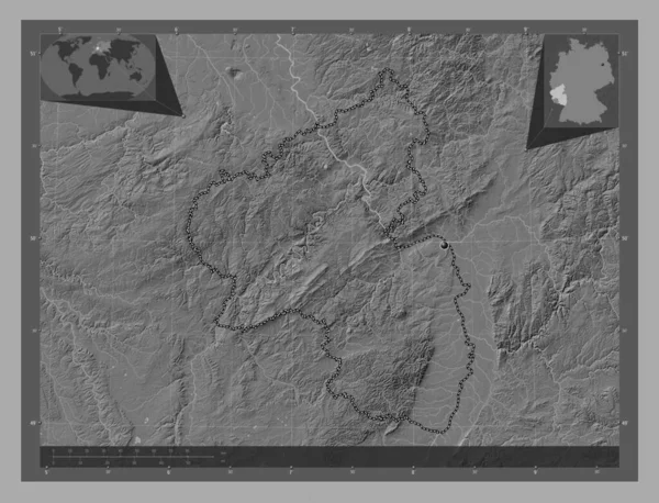 Райнланд Пфальц Штат Германия Карта Рельефа Билевела Озерами Реками Вспомогательные — стоковое фото