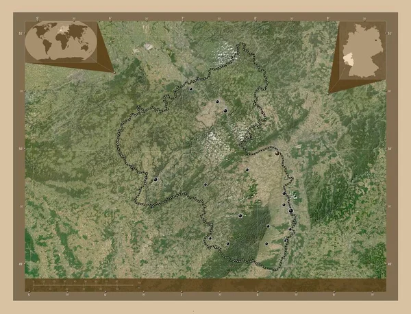 Rheinland Pfalz Stát Německo Satelitní Mapa Nízkým Rozlišením Umístění Velkých — Stock fotografie