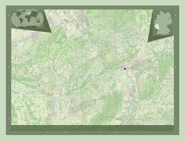 ドイツのラインラント プファルツ州 ストリートマップを開く コーナー補助位置図 — ストック写真