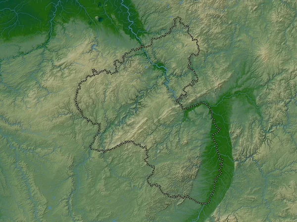 Rheinland Pfalz État Allemagne Carte Altitude Colorée Avec Lacs Rivières — Photo