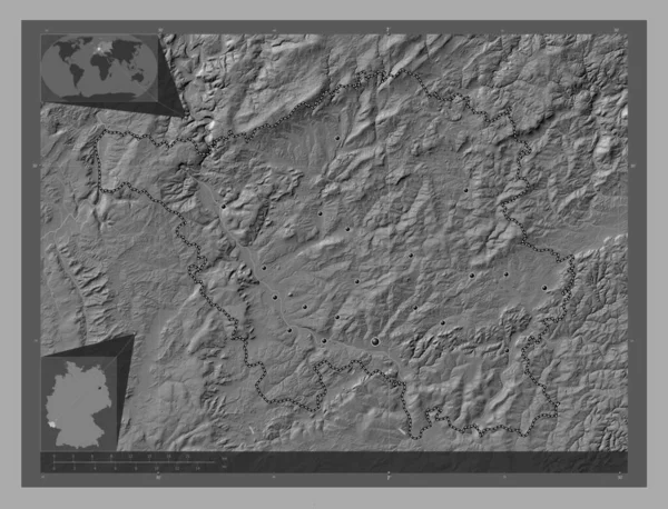 Саарланд Штат Німеччина Білевелівська Карта Висот Озерами Річками Розташування Великих — стокове фото