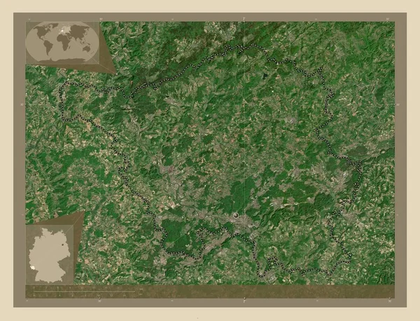 德国萨尔州Saarland 高分辨率卫星地图 角辅助位置图 — 图库照片