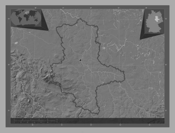 Sachsen Anhalt Estado Alemania Mapa Elevación Bilevel Con Lagos Ríos —  Fotos de Stock