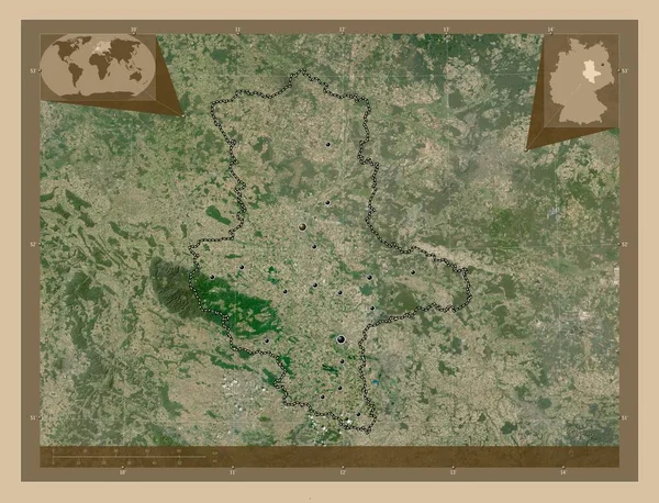 Заксен Ангальт Німеччина Супутникова Карта Низькою Роздільною Здатністю Розташування Великих — стокове фото