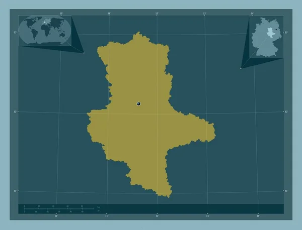 Sachsen Anhalt Estado Alemanha Forma Cor Sólida Mapa Localização Auxiliar — Fotografia de Stock