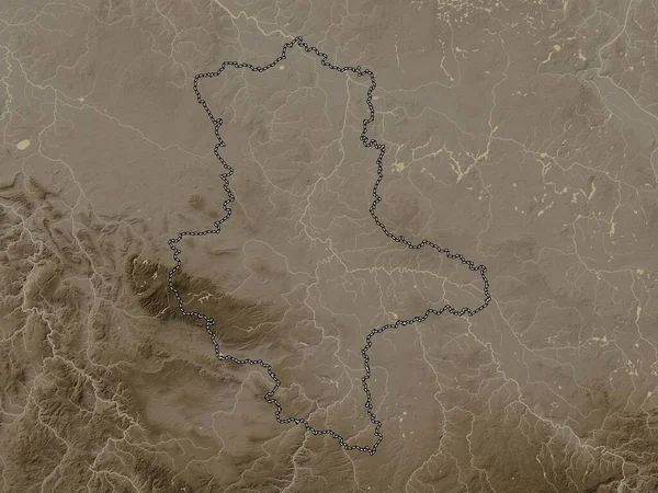 Sachsen Anhalt Κρατίδιο Της Γερμανίας Υψόμετρο Χάρτη Χρωματισμένο Τόνους Σέπια — Φωτογραφία Αρχείου
