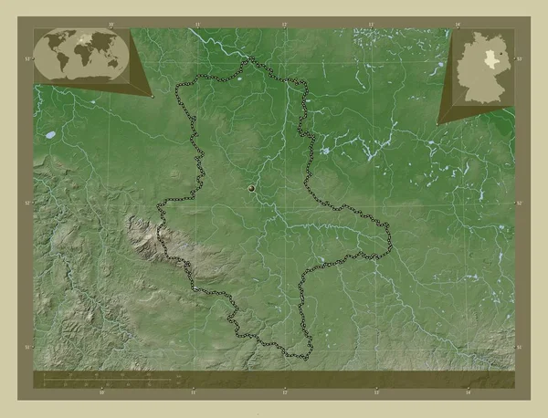 Sachsen Anhalt Stato Della Germania Mappa Elevazione Colorata Stile Wiki — Foto Stock