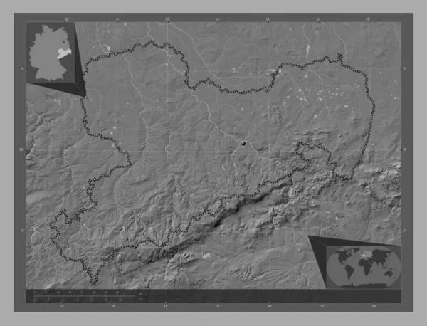 Sachsen Staat Duitsland Hoogteplattegrond Met Meren Rivieren Hulplocatiekaarten Hoek — Stockfoto