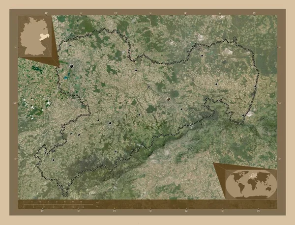 Sachsen Staat Duitsland Lage Resolutie Satellietkaart Locaties Van Grote Steden — Stockfoto