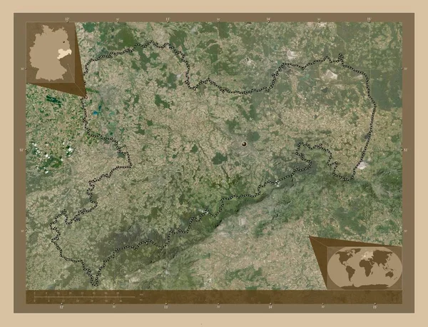 Sachsen Almanya Eyaleti Düşük Çözünürlüklü Uydu Köşedeki Yedek Konum Haritaları — Stok fotoğraf