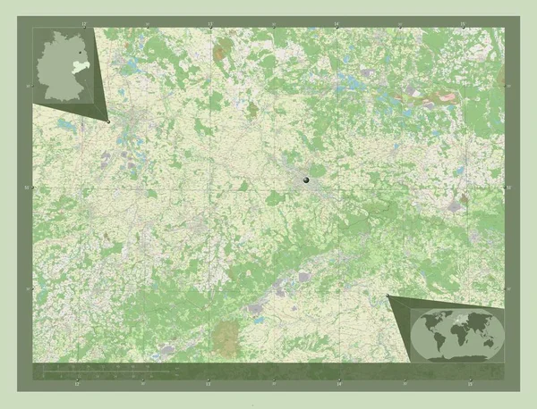 Сахсен Штат Німеччина Відкрита Карта Вулиць Кутові Допоміжні Карти Місцезнаходження — стокове фото