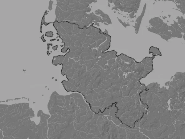 Šlesvicko Holštýnsko Stát Německo Bilevel Elevační Mapa Jezery Řekami — Stock fotografie