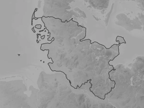 Schleswig Holstein Delstaten Tyskland Grayscale Höjdkarta Med Sjöar Och Floder — Stockfoto