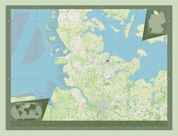 Шлезвіг Гольштейн Німеччина Відкрита Карта Вулиць Кутові Допоміжні Карти Місцезнаходження — стокове фото