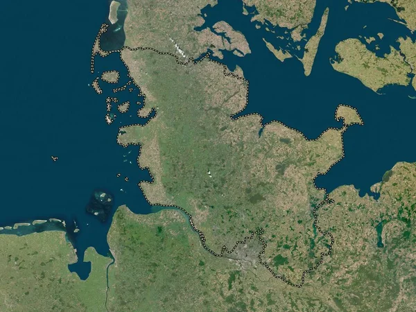 Schleswig Holstein Delstaten Tyskland Lågupplöst Satellitkarta — Stockfoto