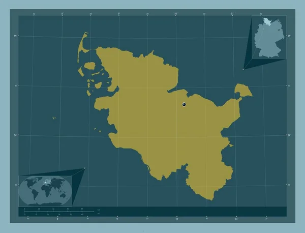 Schleswig Holstein Estado Alemania Forma Color Sólido Mapas Ubicación Auxiliares —  Fotos de Stock